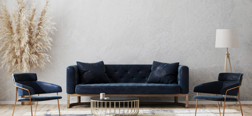 Modern,Living,Room,Mock,Up,With,Dark,Blue,Sofa,,Armchairs